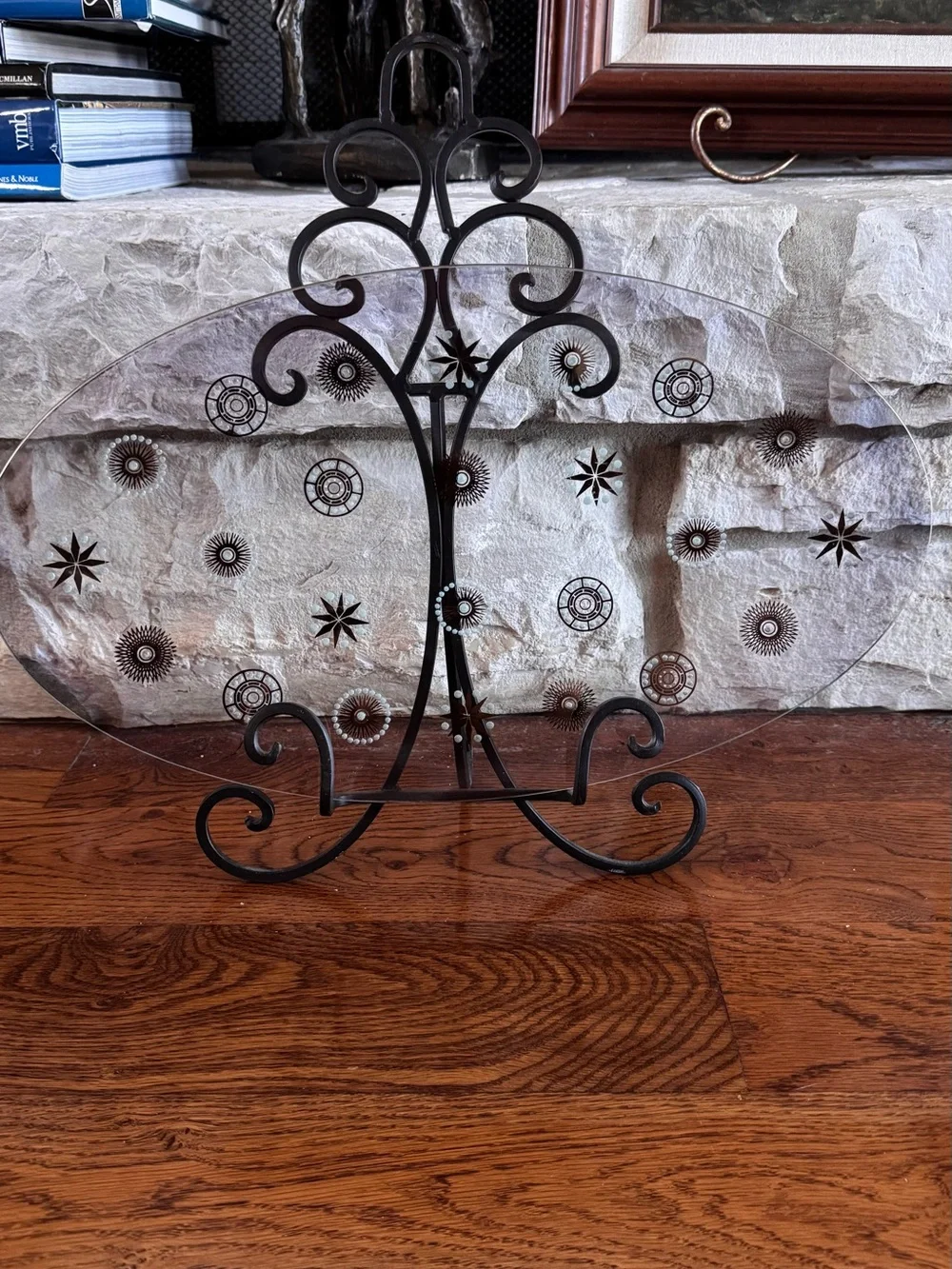 Mid Century Modern Glass Over Starburst Platter